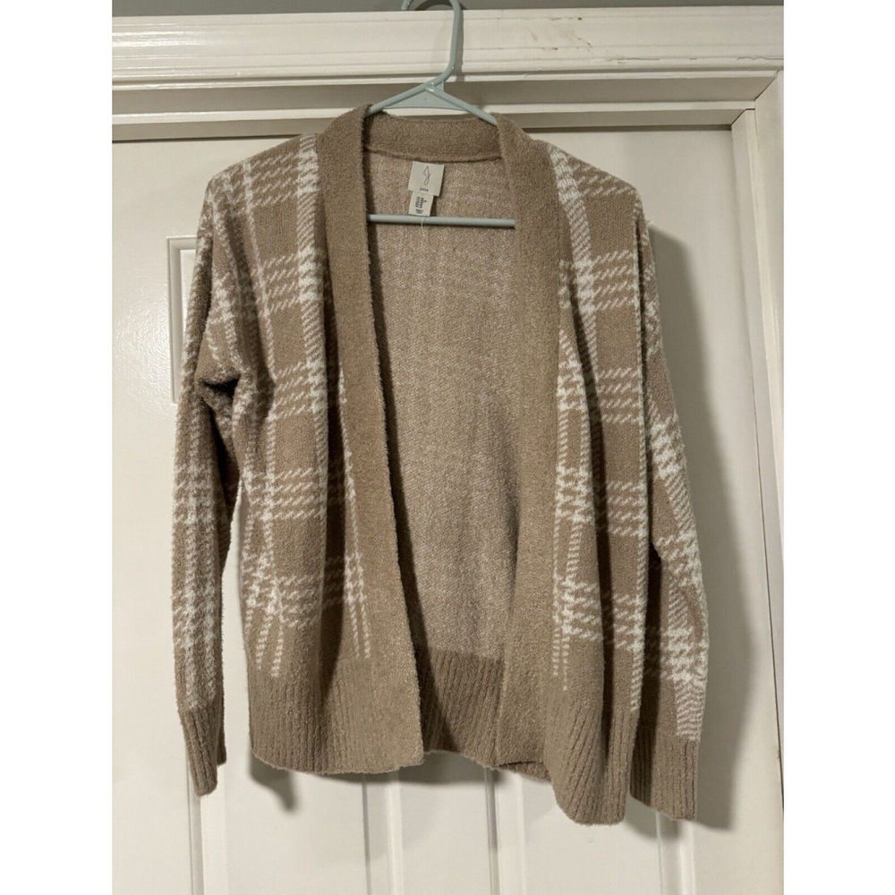 Joie XS Beige And Cream Super Soft Plaid Sweater Nylon & Viscose